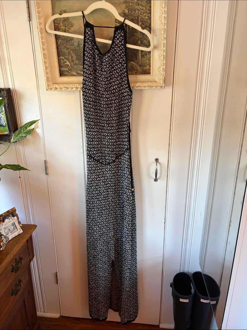 Free People Black & White Geometric Print Jumpsuit